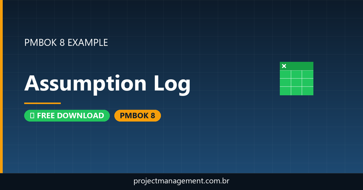 Assumption Log Example — Website Launch Project — PMBOK 8 Example