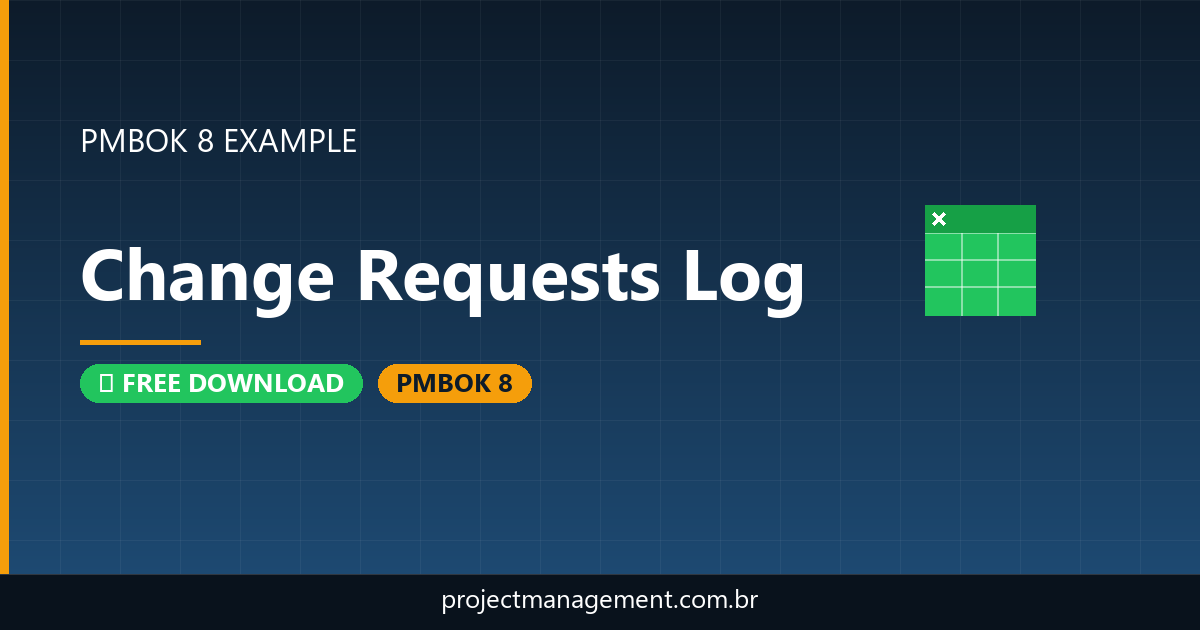 Change Requests Log Example — Website Launch Project — PMBOK 8 Example