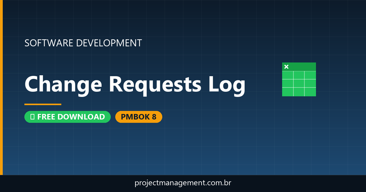 Change Requests Log Software Development Project — PMBOK 8 Example
