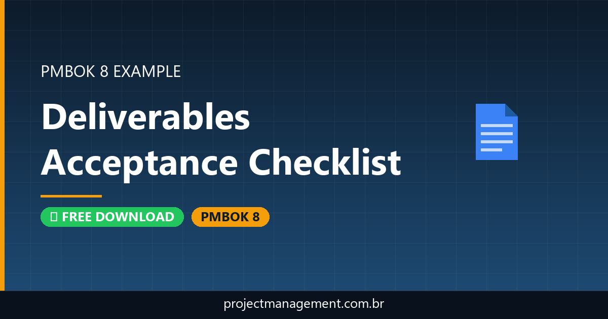 Deliverables Acceptance Checklist Example — Website Launch Project — PMBOK 8 Example