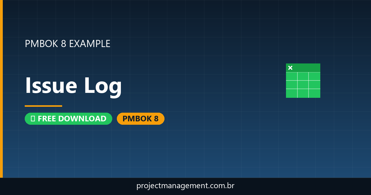 Issue Log Example — Website Launch Project — PMBOK 8 Example