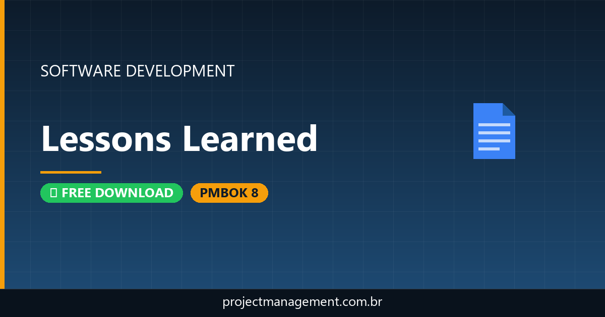 Lessons Learned Software Development Project — PMBOK 8 Example