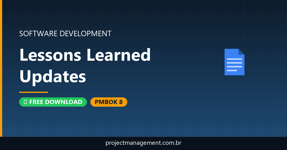 Lessons Learned Updates Software Development Project — PMBOK 8 Example