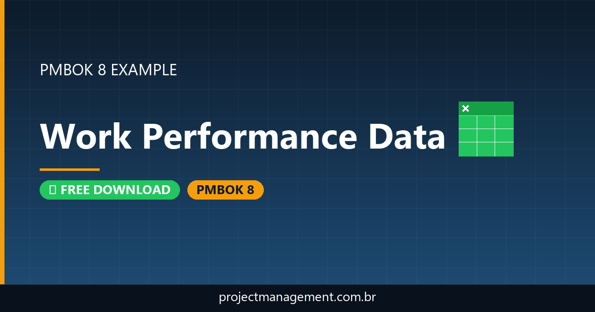 Work Performance Data Example — Website Launch Project — PMBOK 8 Example