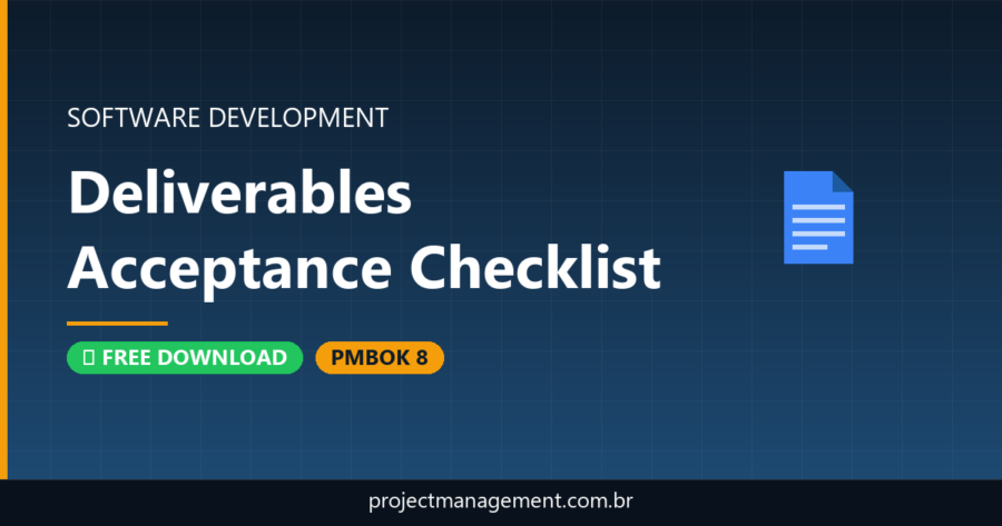 Deliverables Acceptance Checklist Software Development Project